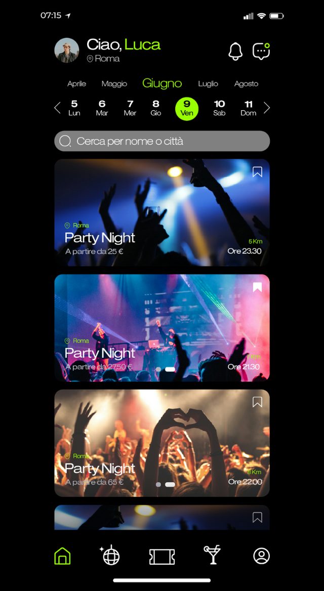 Schermata Tickly - pubblica il tuo evento su social e community